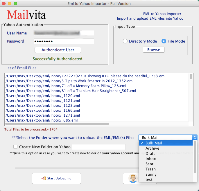 EML to Yahoo Importer application