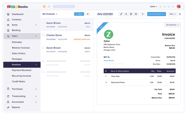 Zoho Invoice